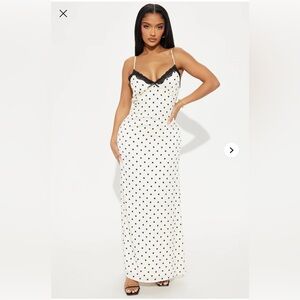 Elegant White and Black Polka Dot Dress Fashion Nova L